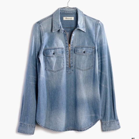 Madewell Denim Zip-Front Popover Shirt - Picture 4 of 8